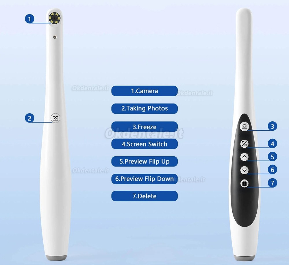 Telecamera intraorale digitale USB per uso dentale, pixel da 2,0 MP, 6 luci LED
